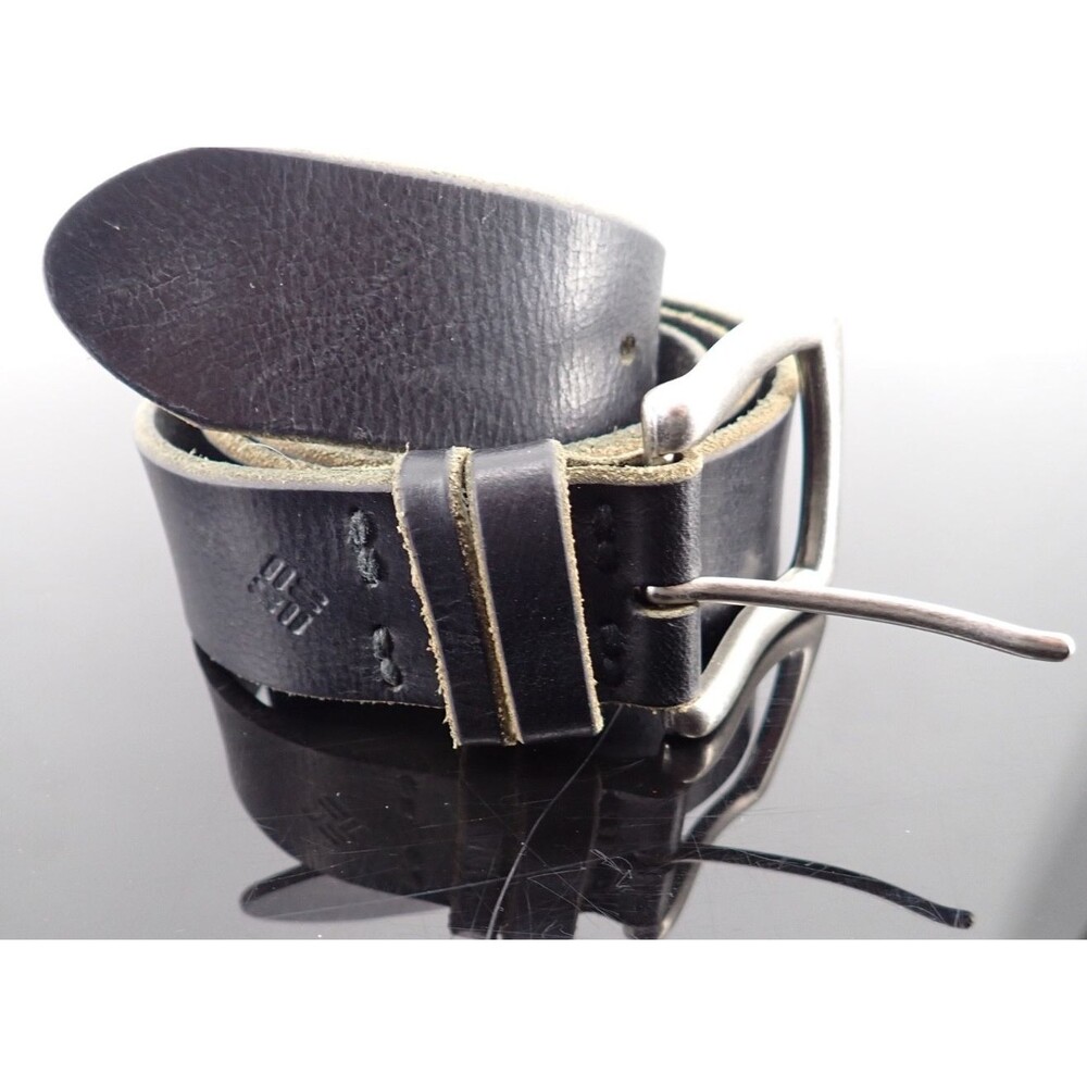 Colombia Men's Size 40 Solid Genuine Leather Black Belt Silver Buckle 1.75" wide